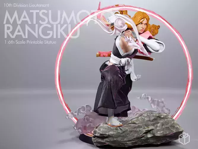 Bleach Rangiku Figurine Statue Hollowed Supported 3D Printable 3D print model