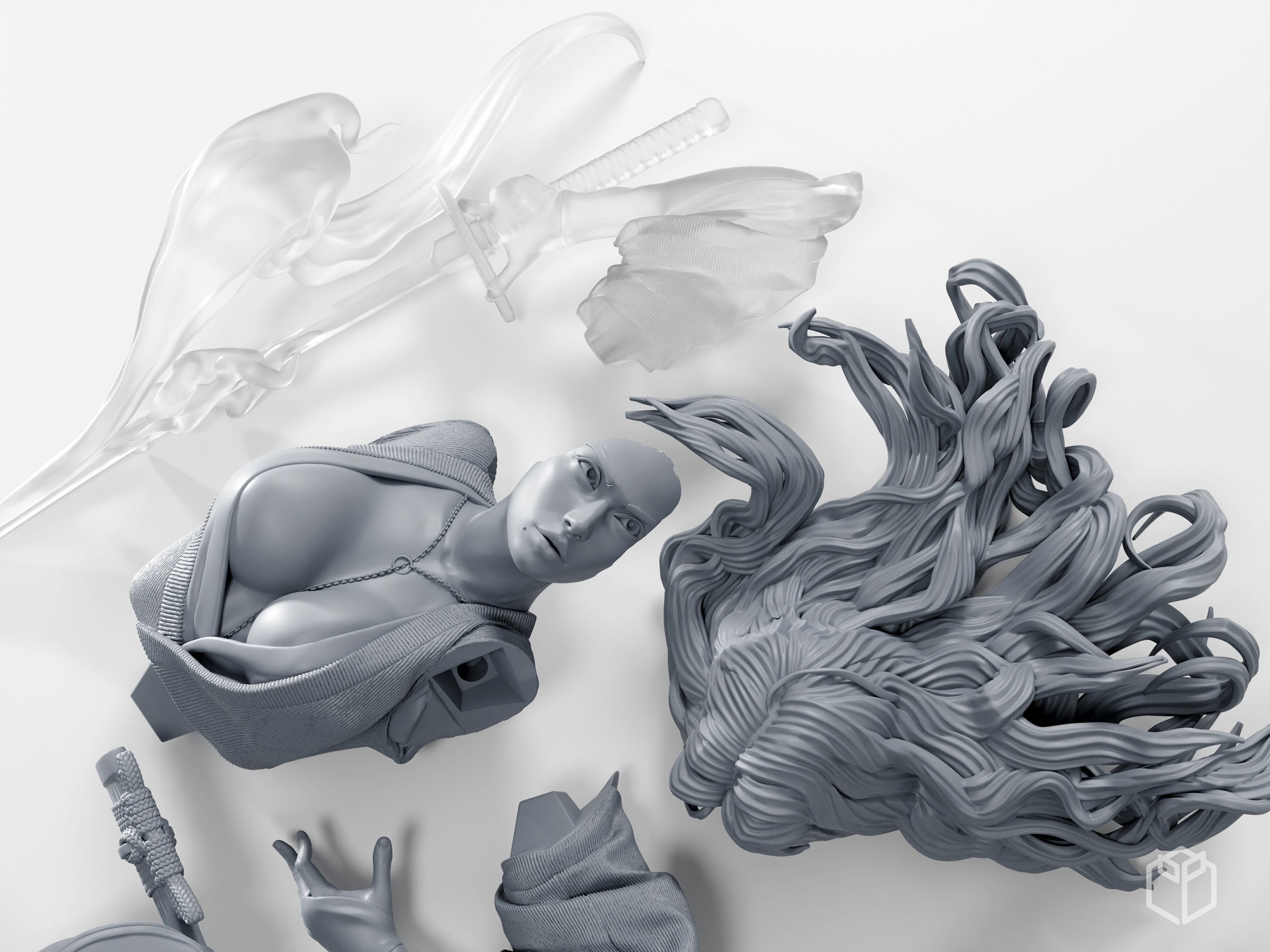 Bleach Rangiku Figurine Statue Hollowed Supported 3D Printable 3D print model_4