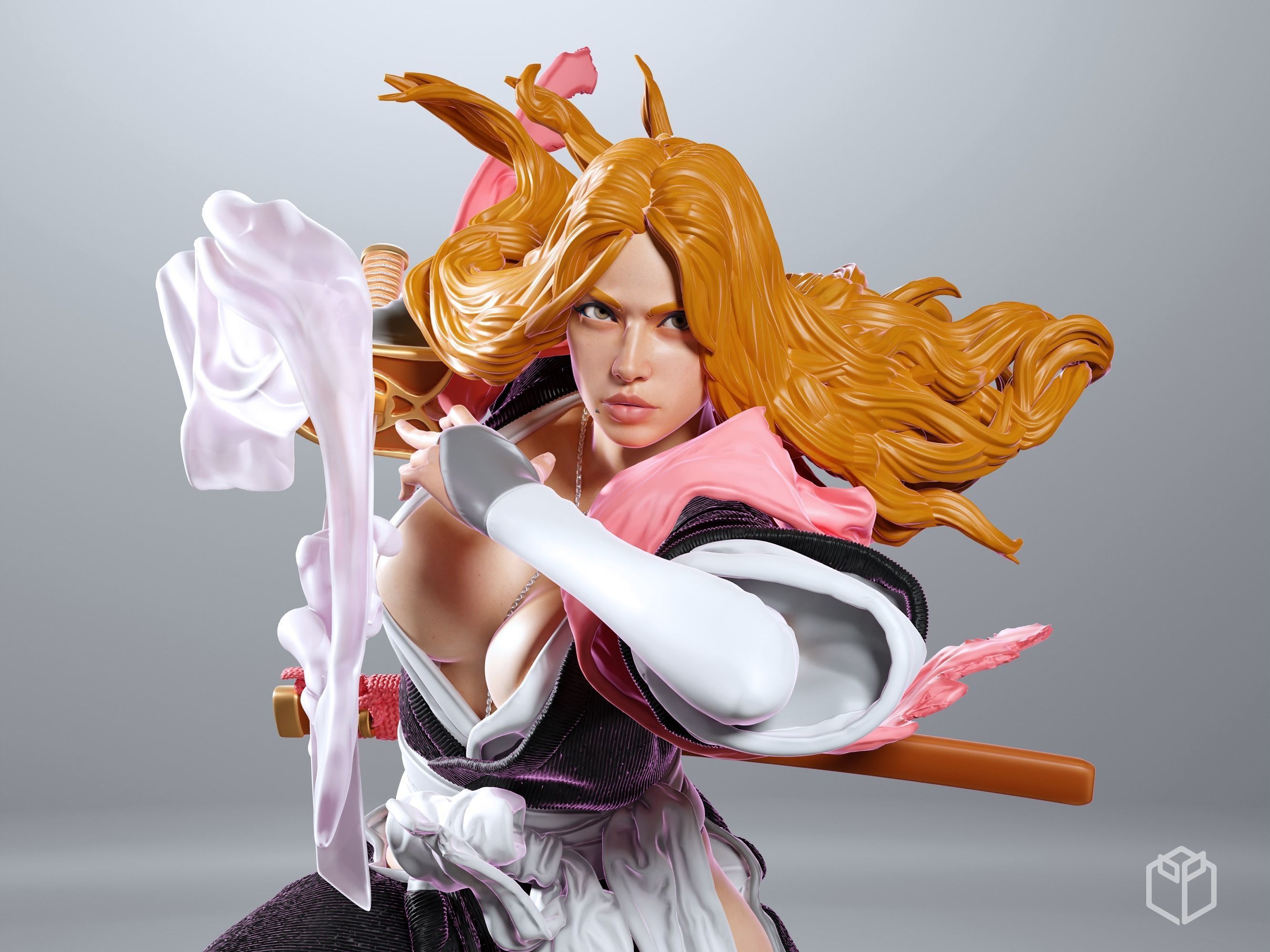Bleach Rangiku Figurine Statue Hollowed Supported 3D Printable 3D print model_5