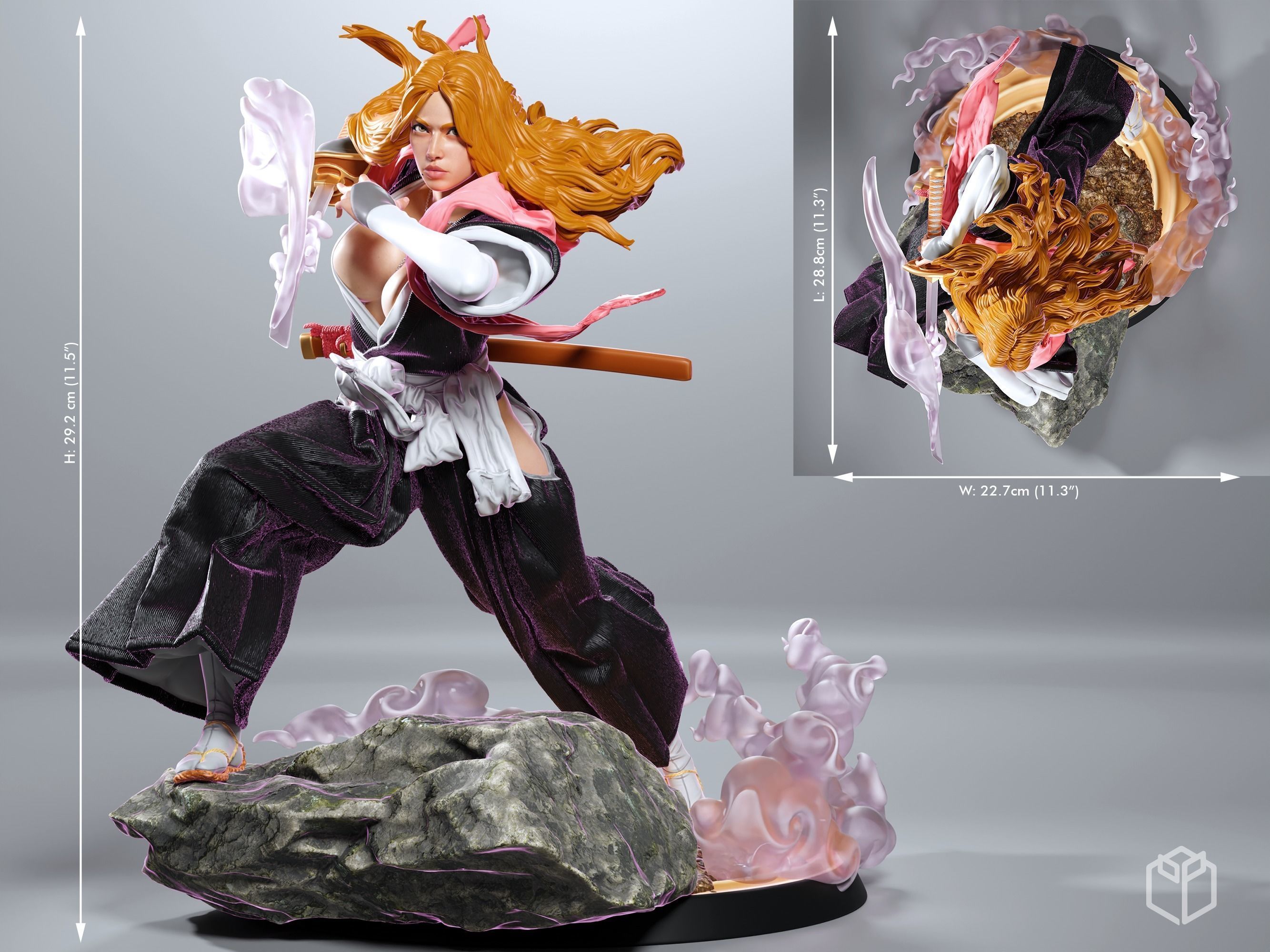 Bleach Rangiku Figurine Statue Hollowed Supported 3D Printable 3D print model_1