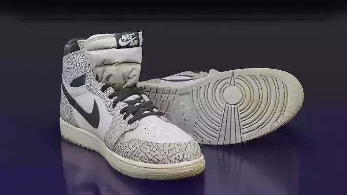 Nike Air Jordan 1Retro High OG oldgray Clean scan 3D model