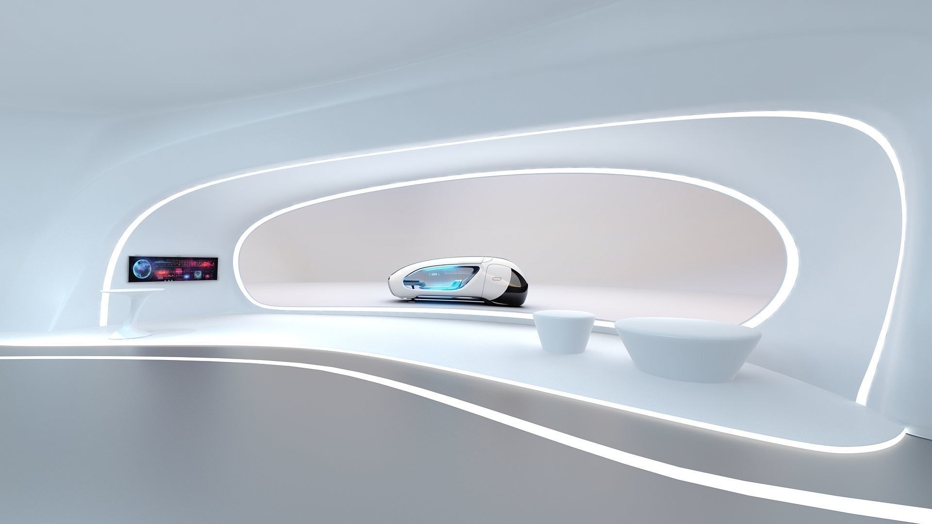 A futuristic exhibition hall 3D model_8