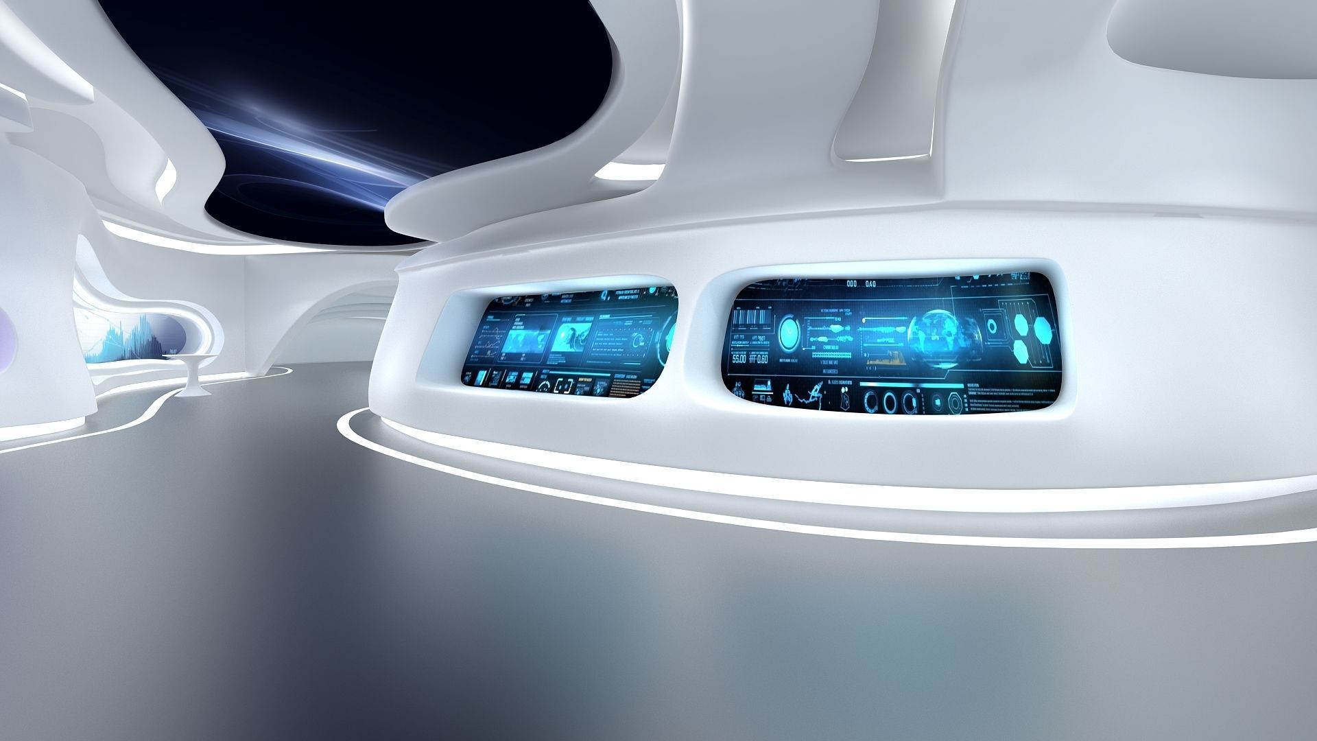 A futuristic exhibition hall 3D model_5