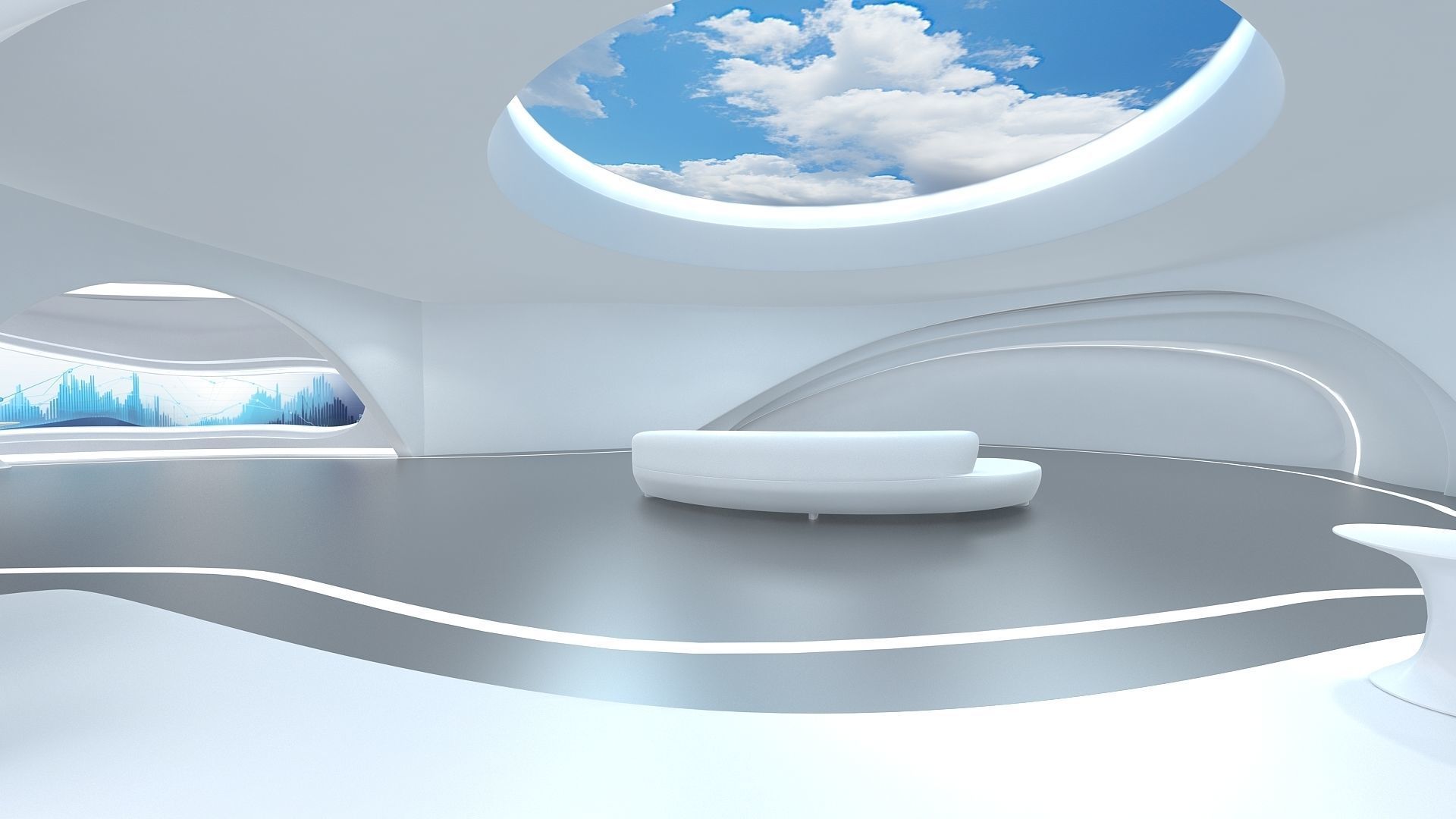 A futuristic exhibition hall 3D model_10