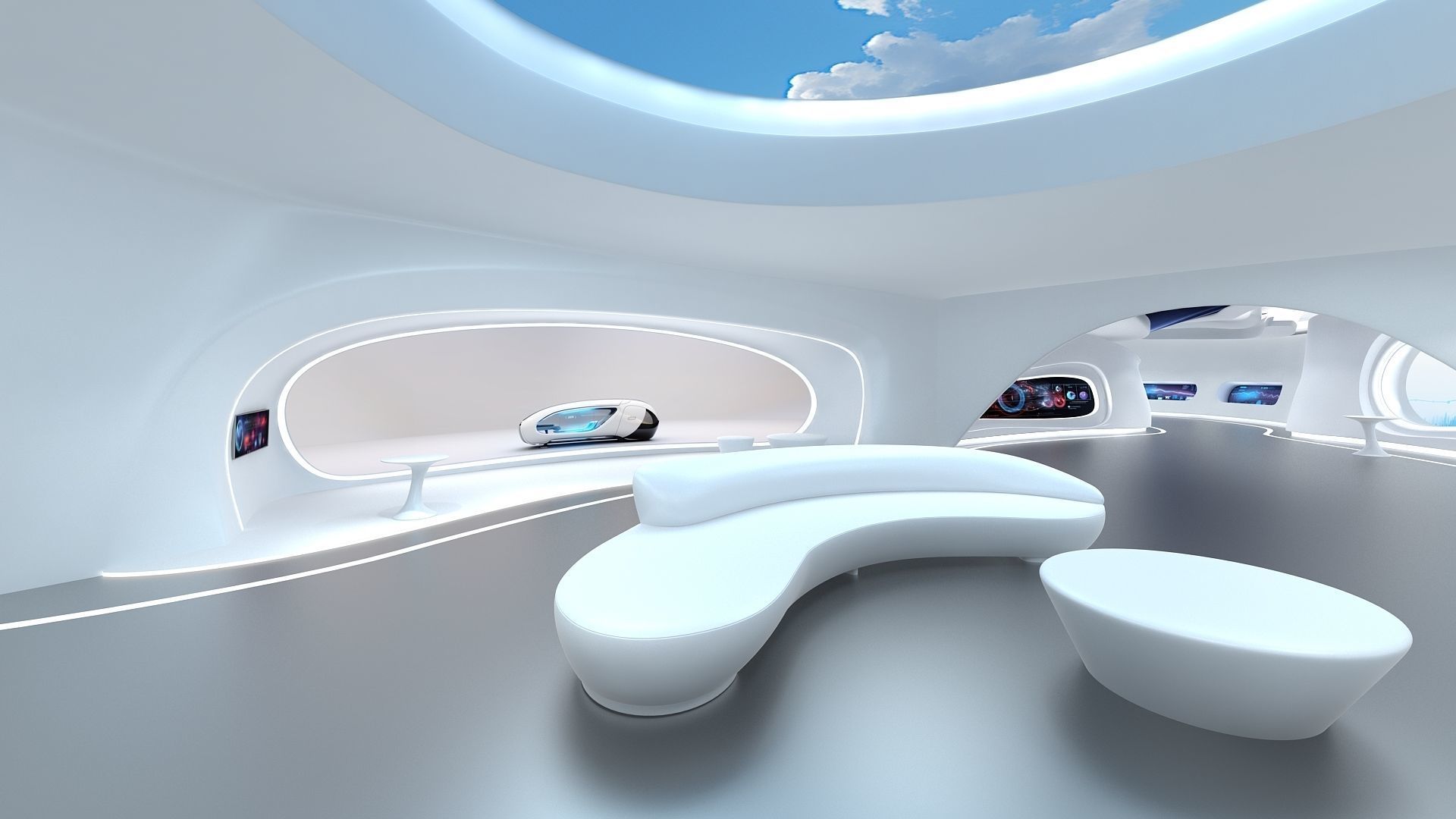 A futuristic exhibition hall 3D model_12