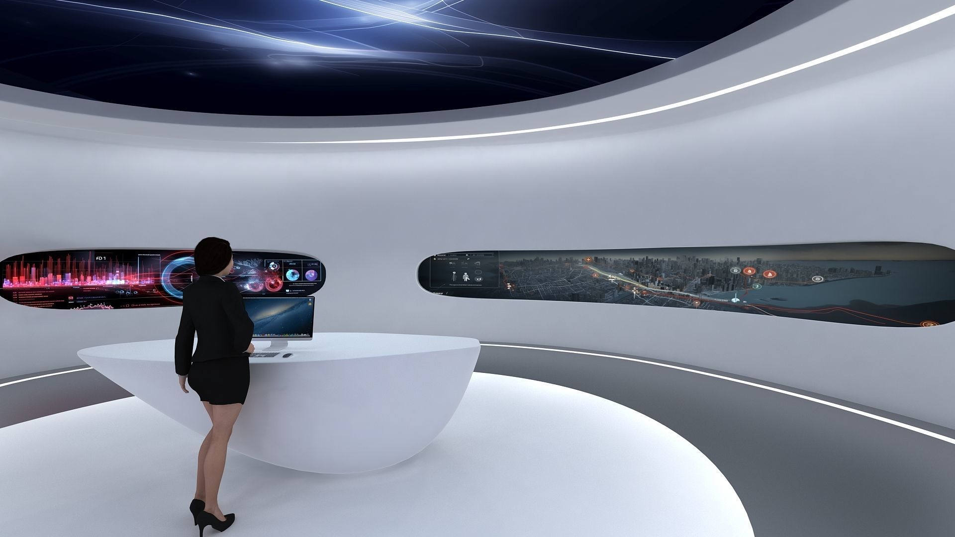 A futuristic exhibition hall 3D model_2