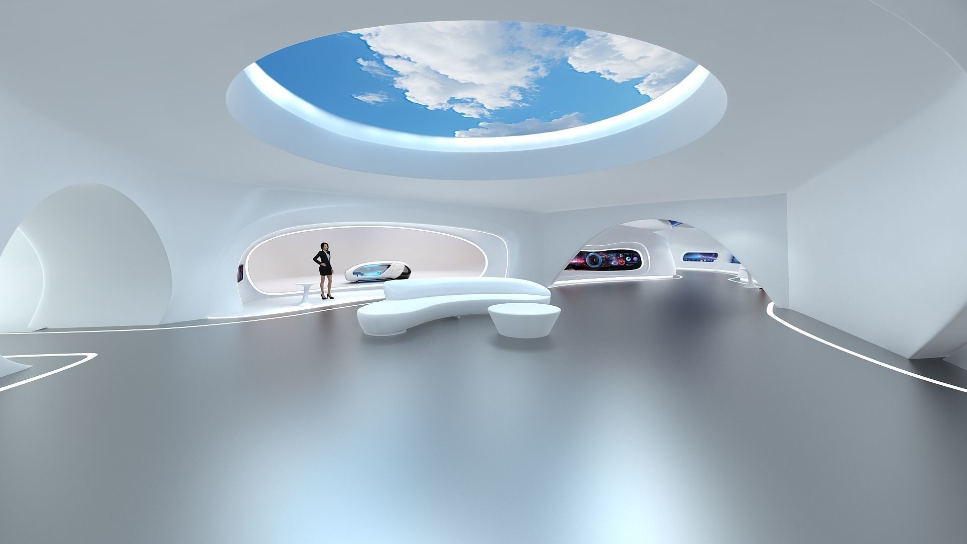 A futuristic exhibition hall 3D model_11
