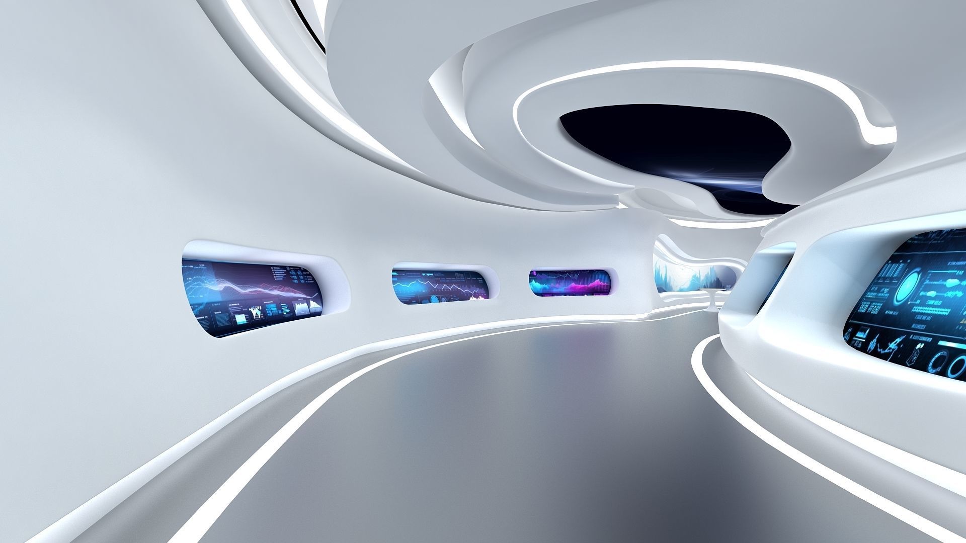 A futuristic exhibition hall 3D model_4