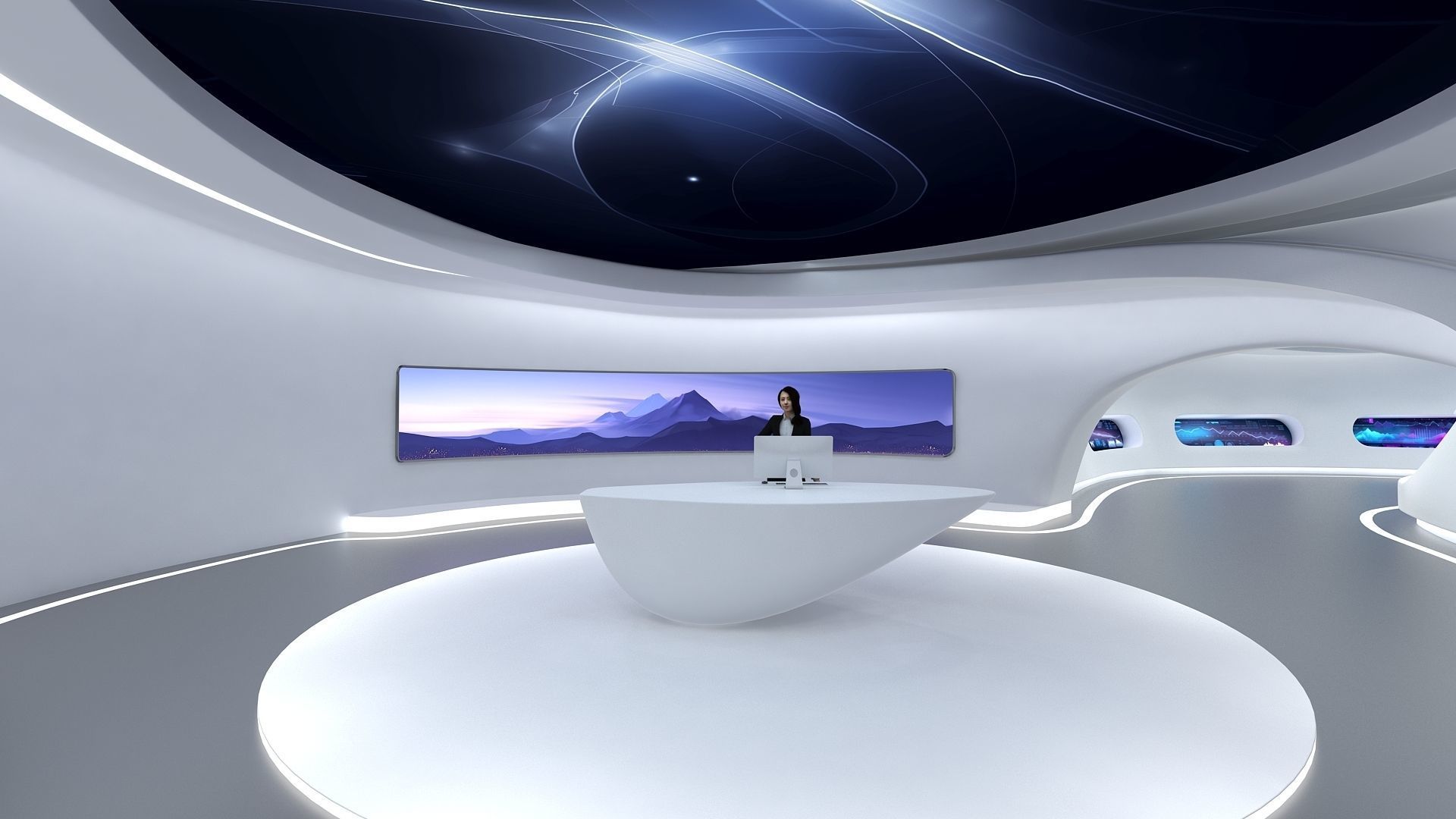 A futuristic exhibition hall 3D model_1