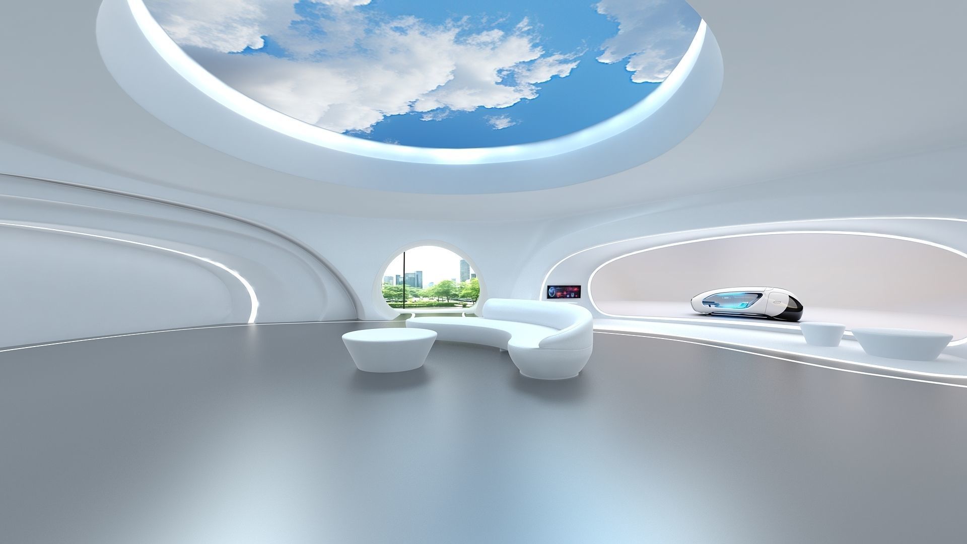 A futuristic exhibition hall 3D model_9