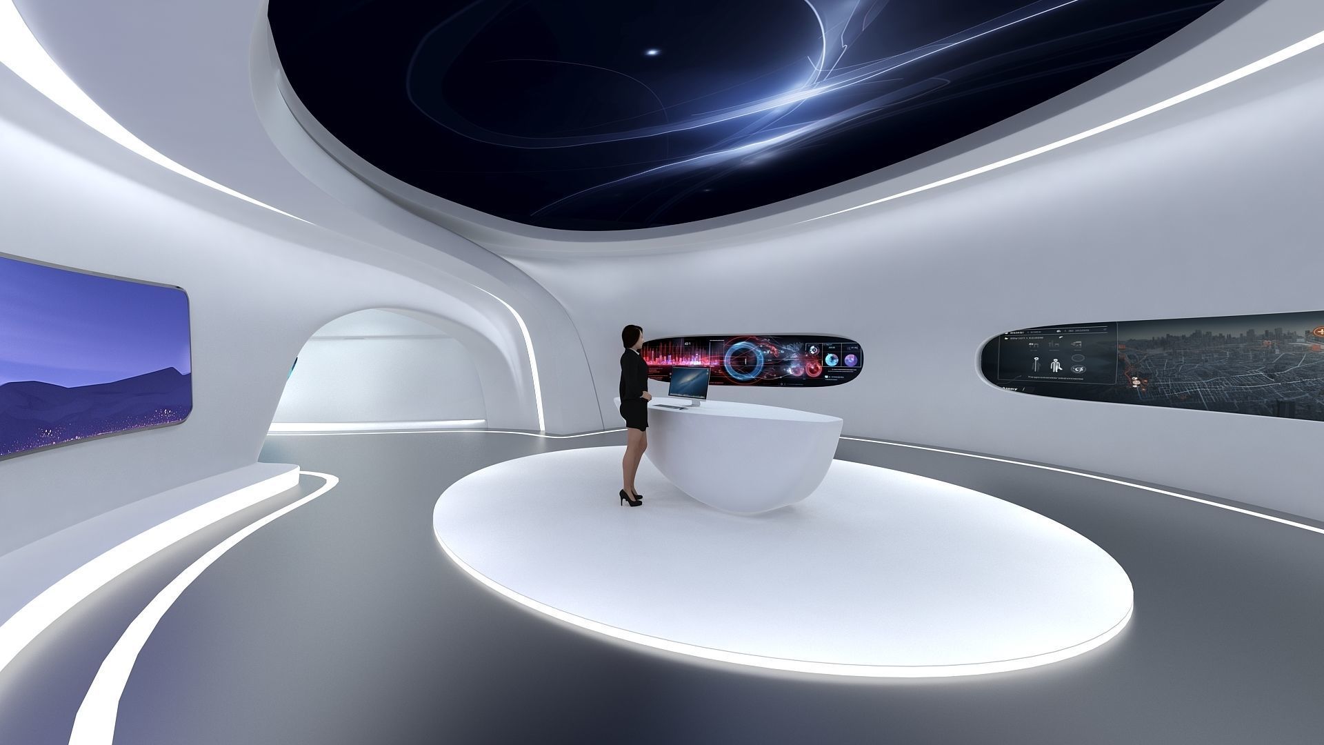 A futuristic exhibition hall 3D model_13
