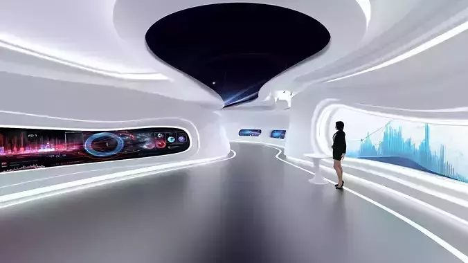 A futuristic exhibition hall 3D model