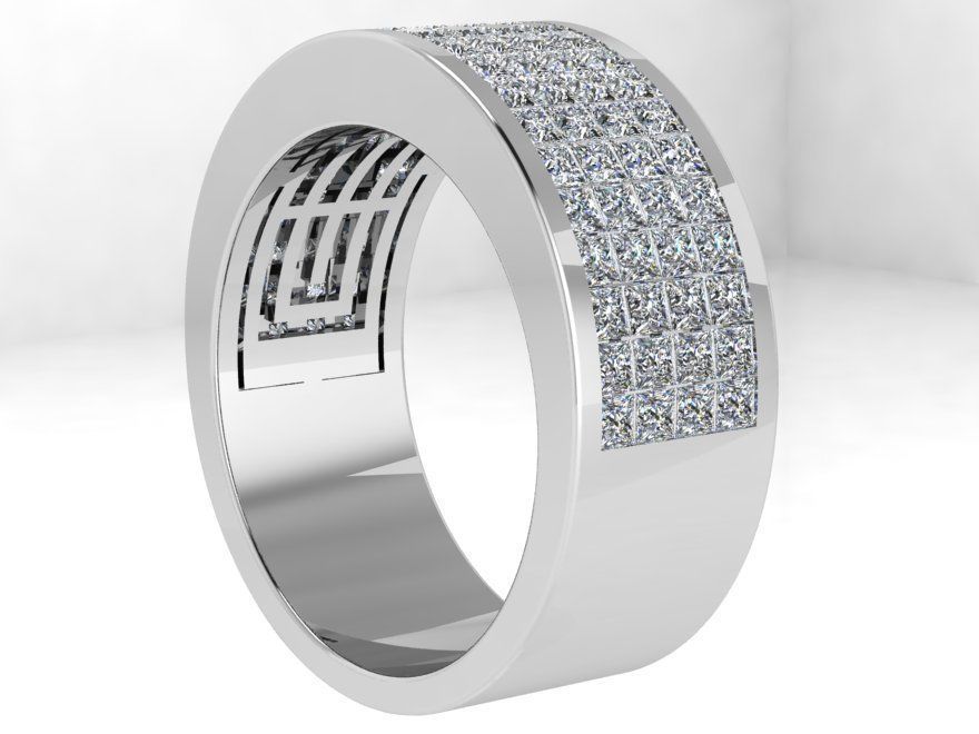 4 Row Diamond Ring 4452 3D print model_3