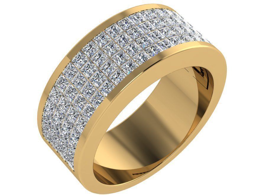 4 Row Diamond Ring 4452 3D print model_1