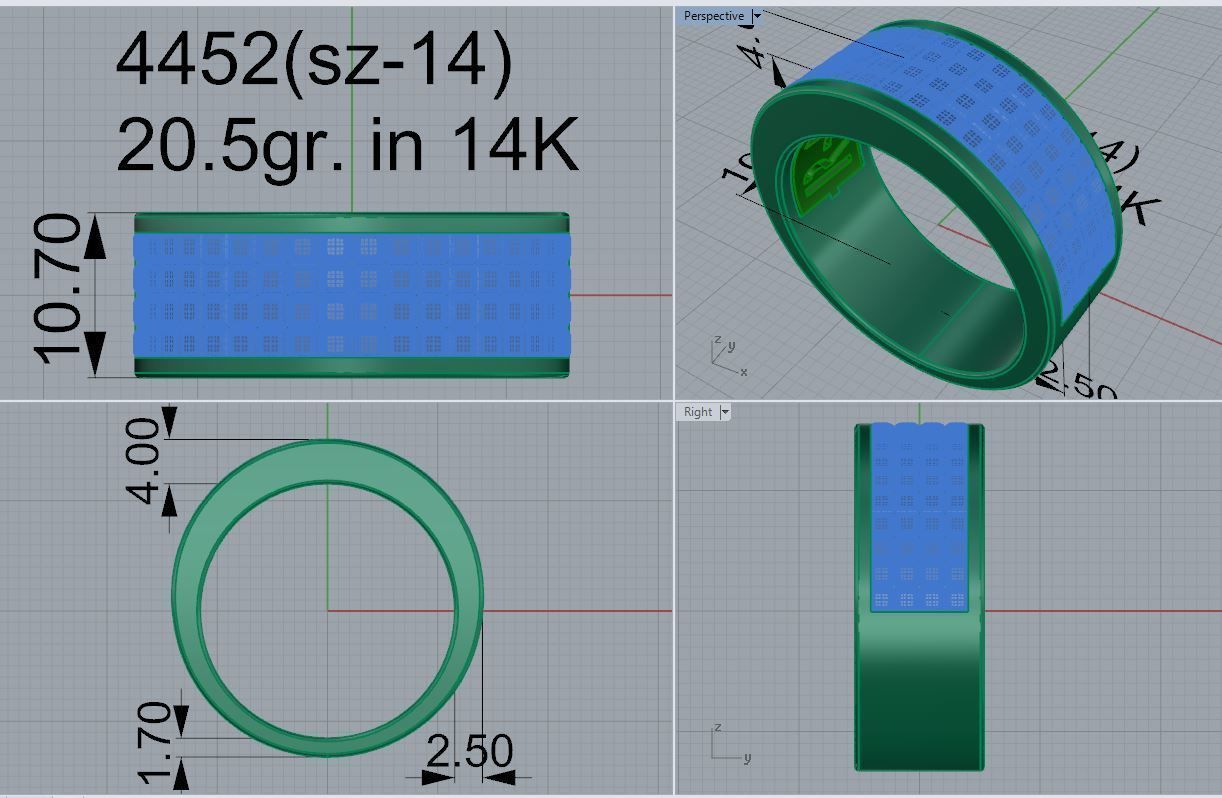 4 Row Diamond Ring 4452 3D print model_5