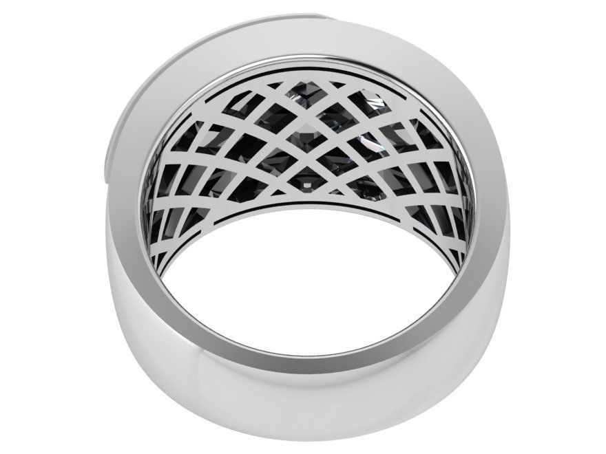 Curved Diamond Line Wide Ring 4453 3D print model_4