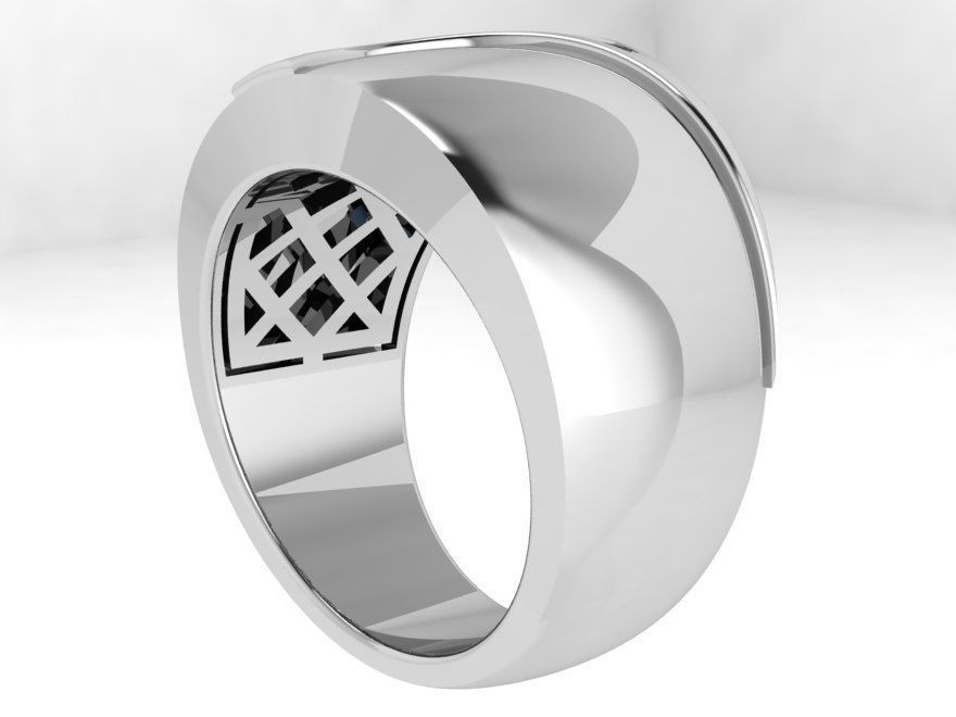 Curved Diamond Line Wide Ring 4453 3D print model_3