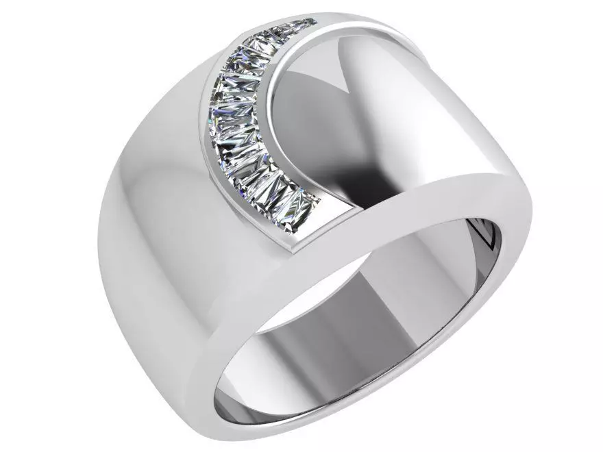 Curved Diamond Line Wide Ring 4453 3D print model_0