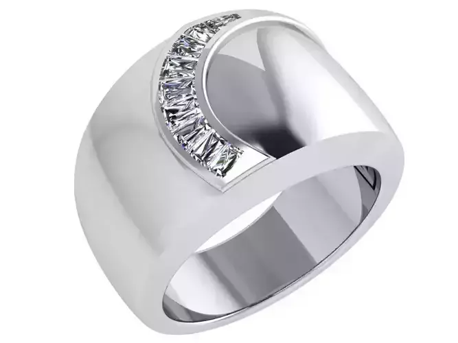 Curved Diamond Line Wide Ring 4453