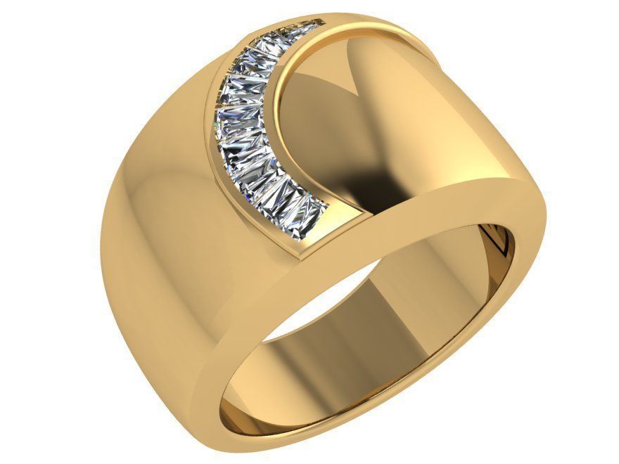 Curved Diamond Line Wide Ring 4453 3D print model_1