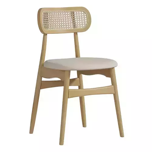  Ash Wood Side Chair Faux Leather by Homary