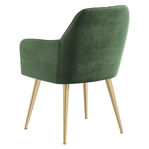 Green velvet Dining chair by homary 3D model 2