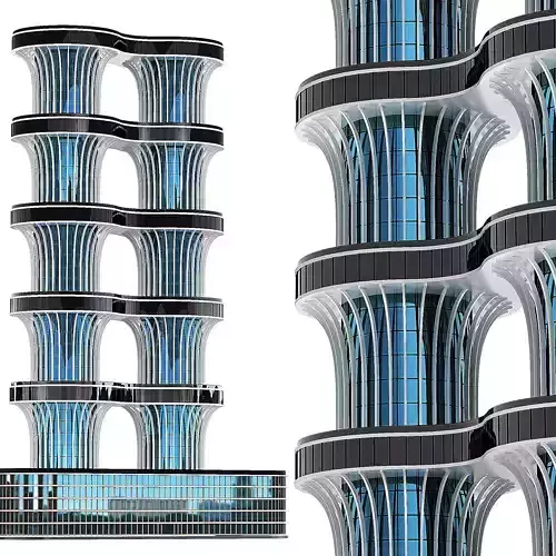 Multi storey modern high house 3D model