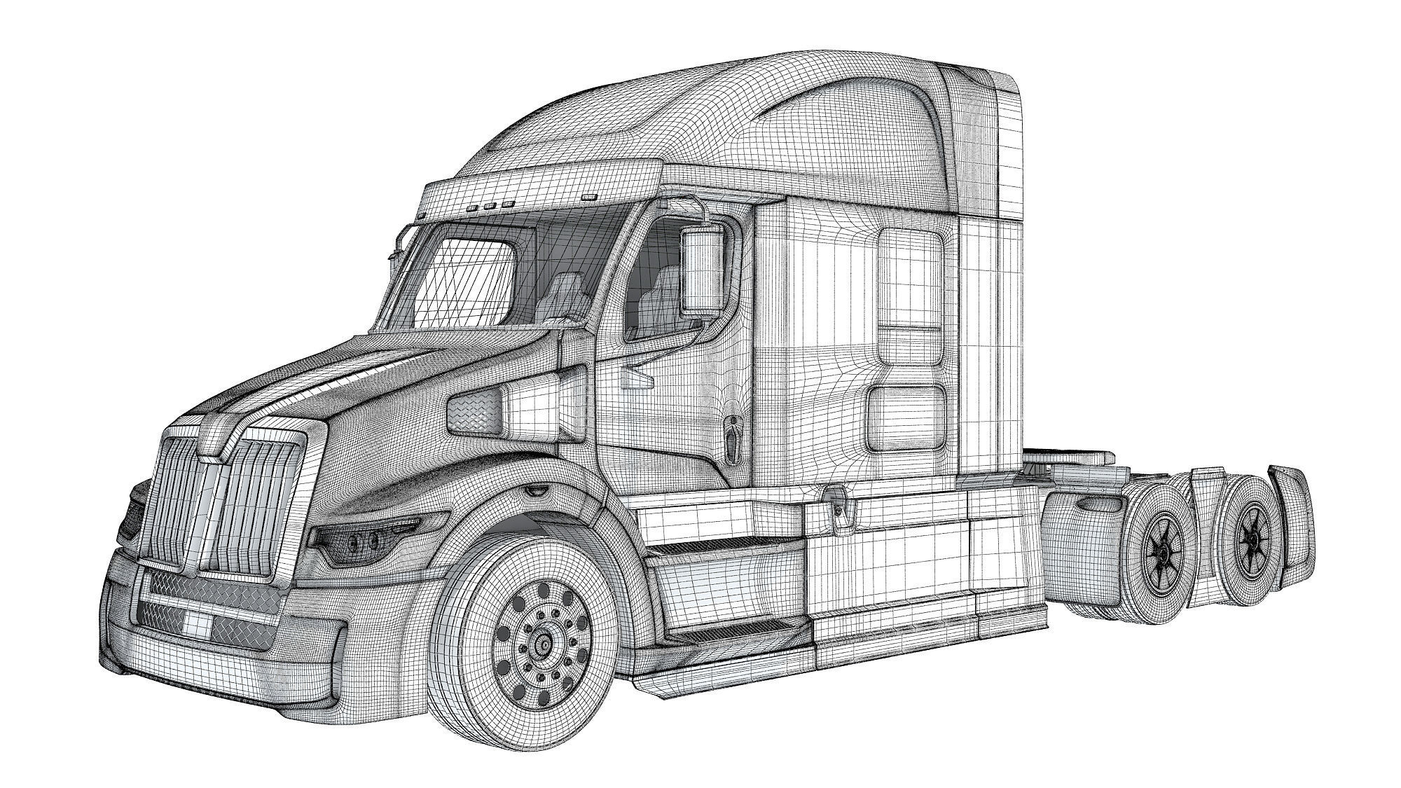 Generic Semi Truck 3D model_16