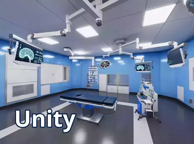 Operating room with equipment Unity asset Low-poly 3D model