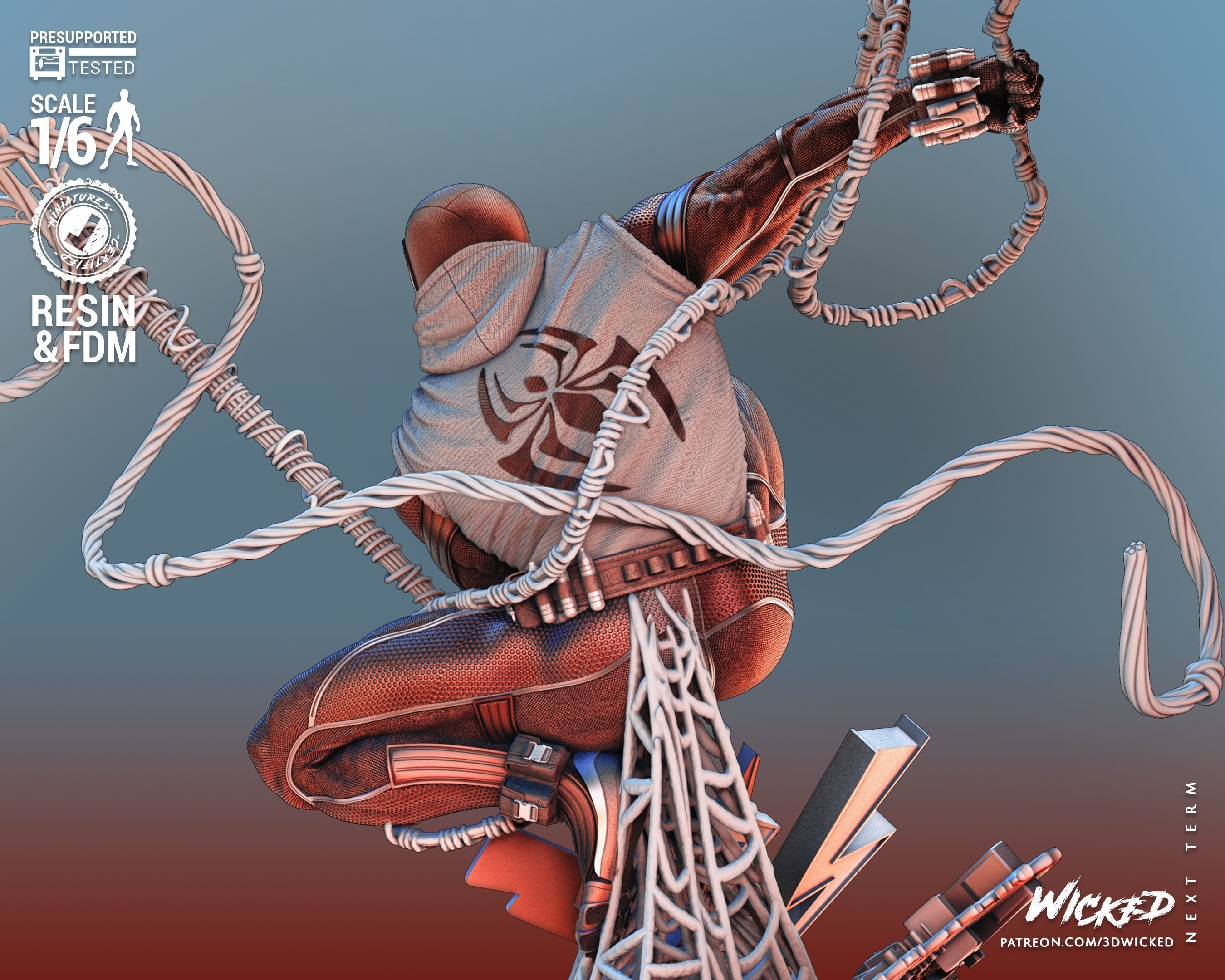 Wicked Marvel Scarlet Spider Sculpture Tested for 3D printing 3D print model_18