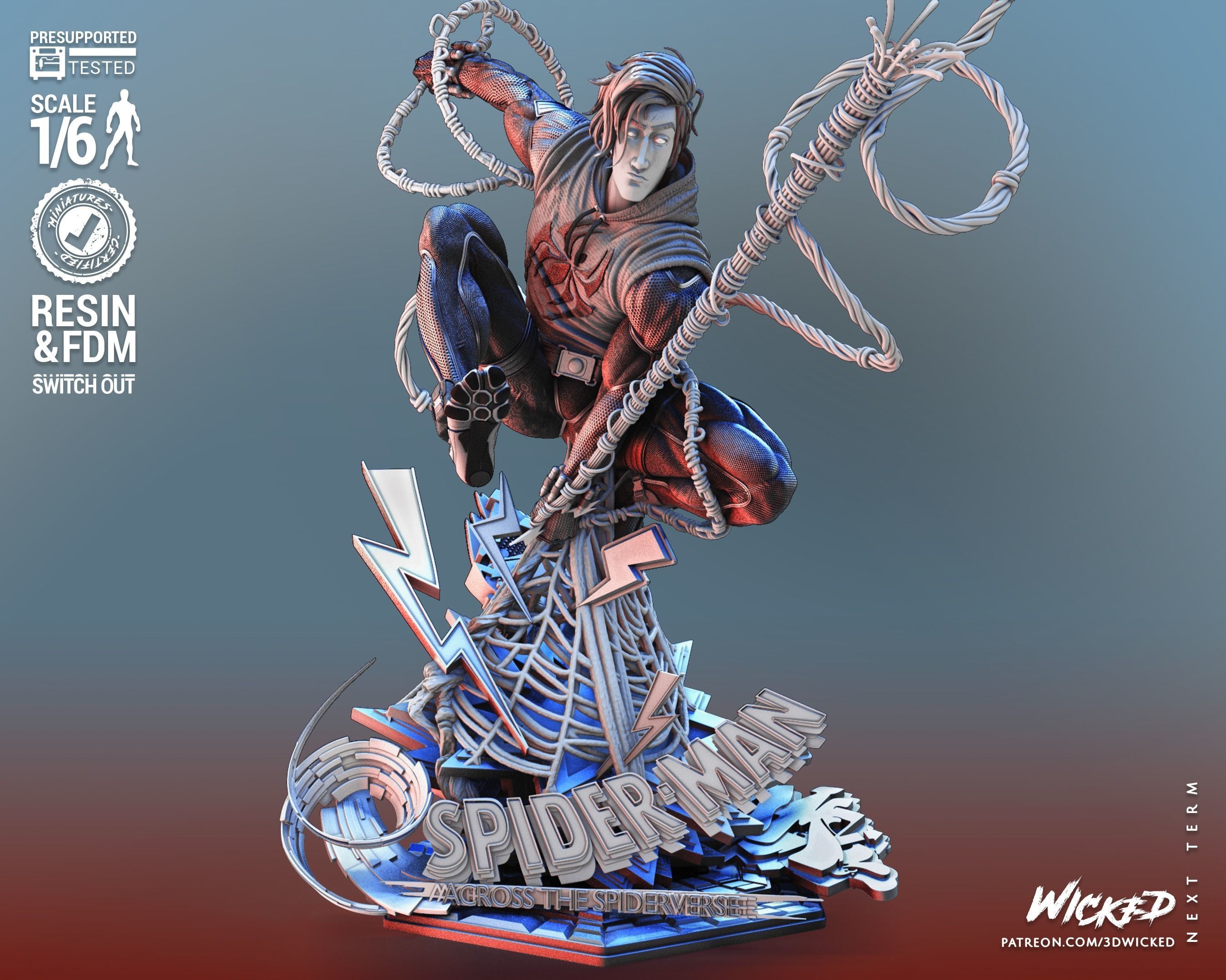 Wicked Marvel Scarlet Spider Sculpture Tested for 3D printing 3D print model_52