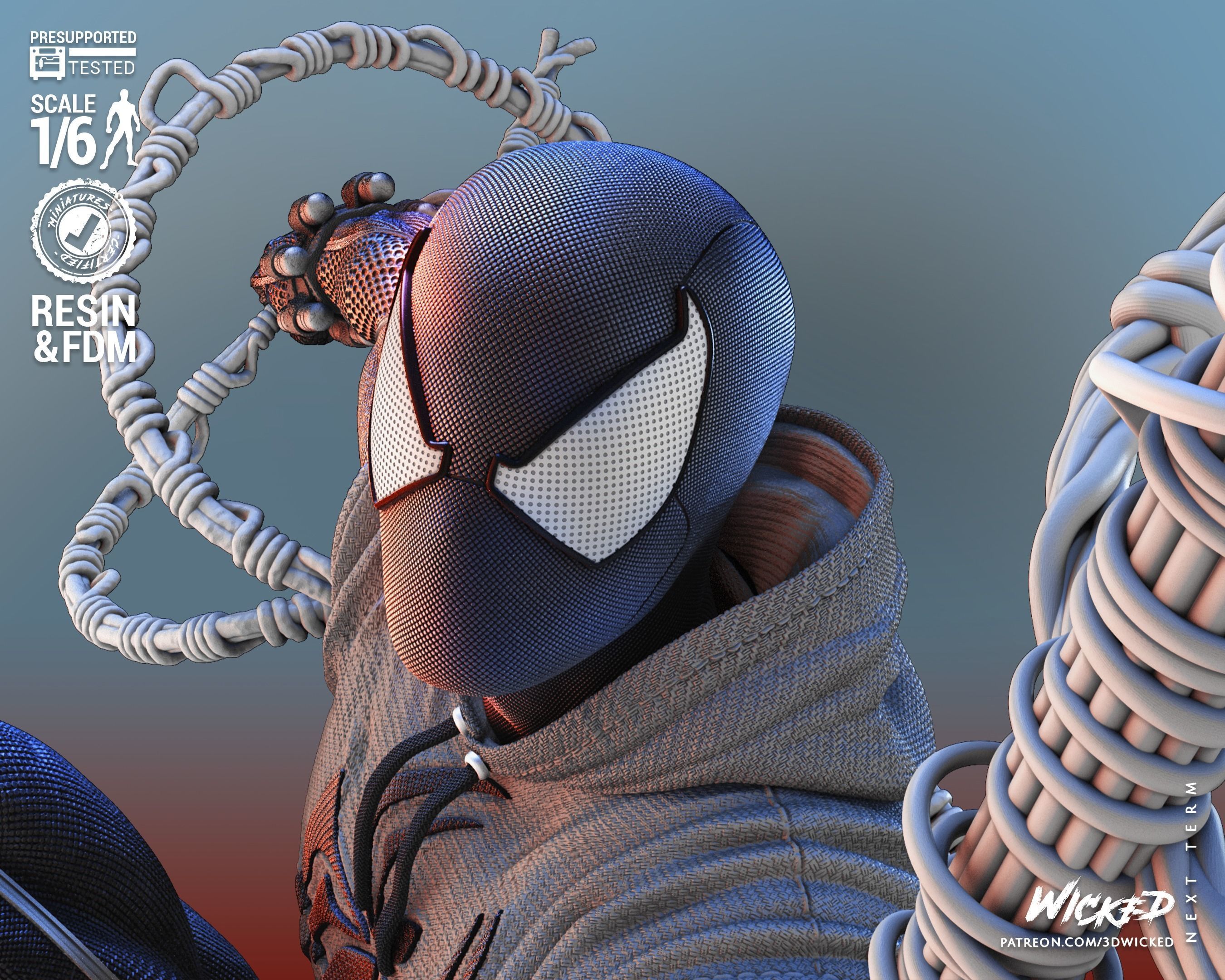 Wicked Marvel Scarlet Spider Sculpture Tested for 3D printing 3D print model_26