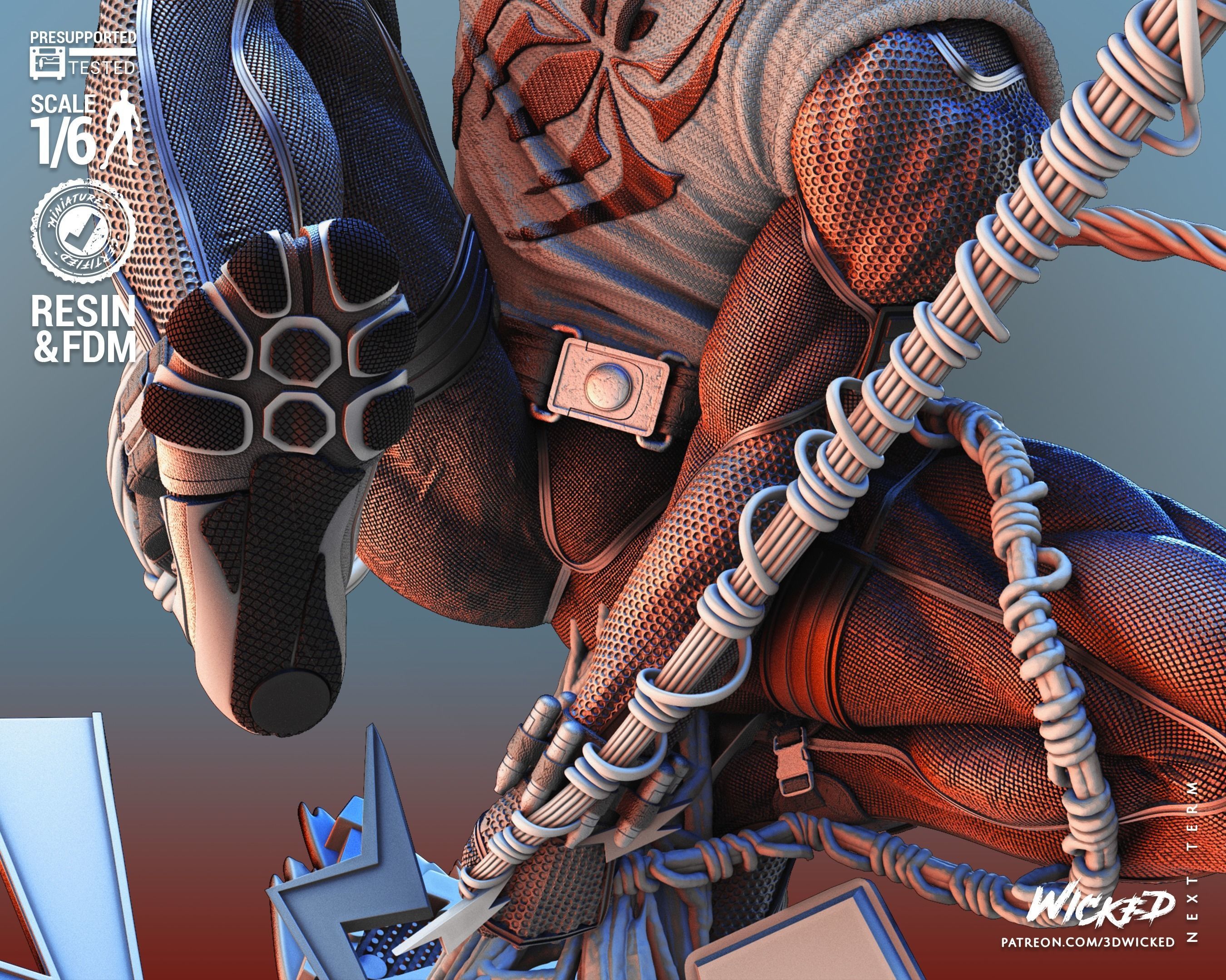 Wicked Marvel Scarlet Spider Sculpture Tested for 3D printing 3D print model_44