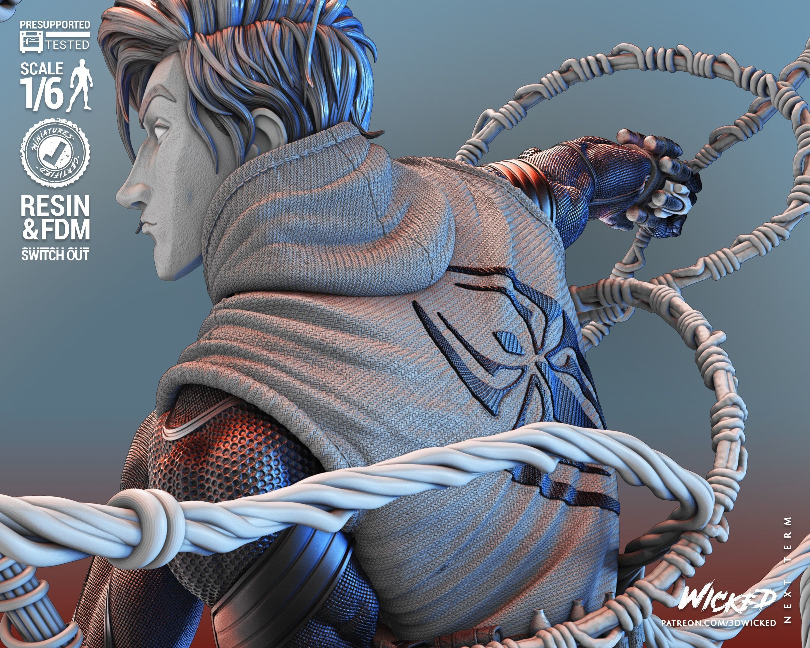 Wicked Marvel Scarlet Spider Sculpture Tested for 3D printing 3D print model_37