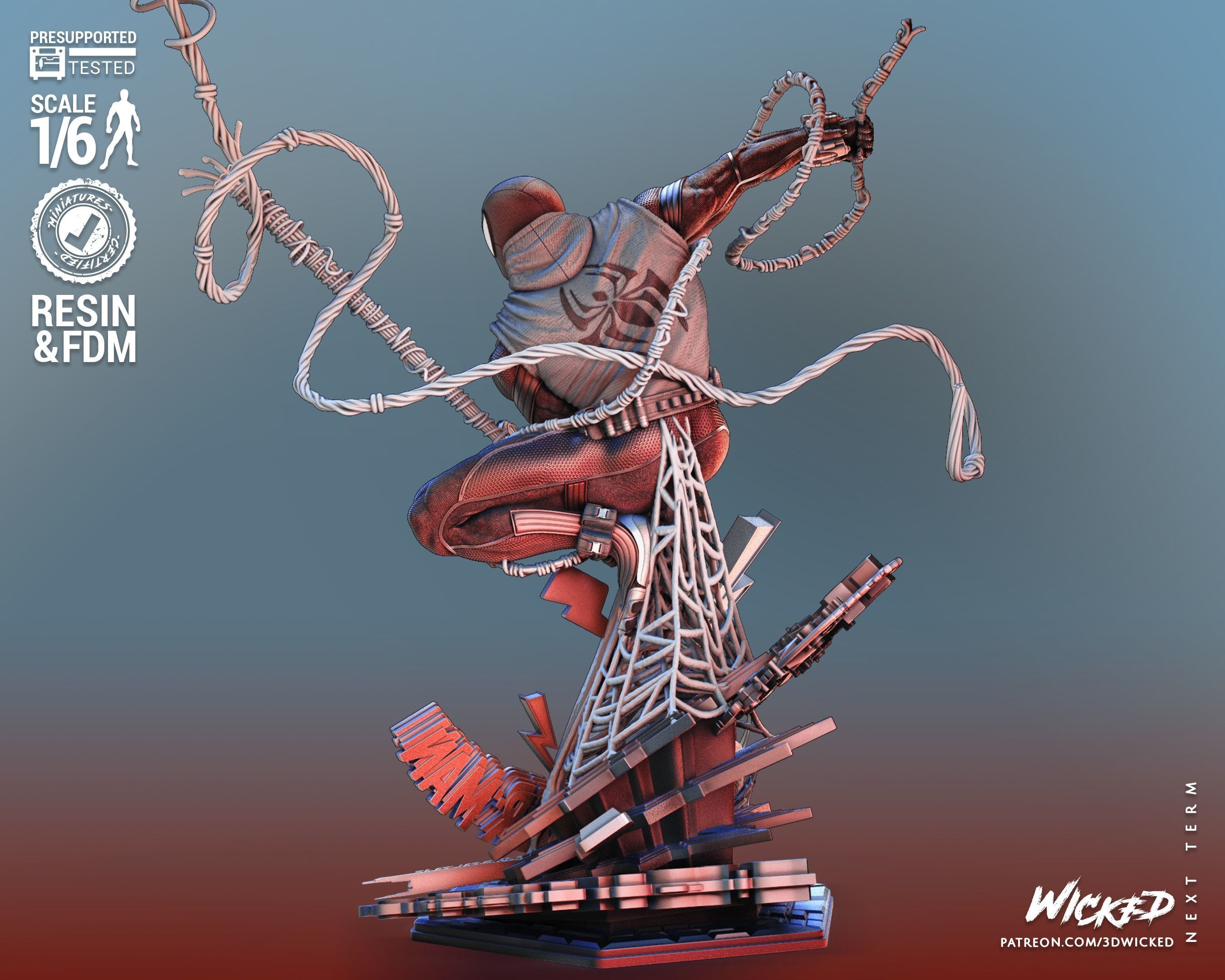 Wicked Marvel Scarlet Spider Sculpture Tested for 3D printing 3D print model_11