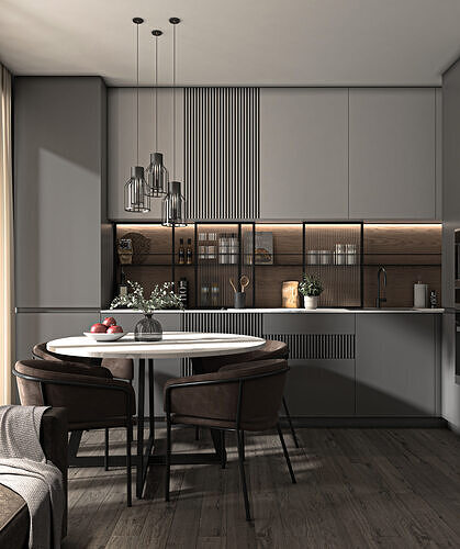 Modern Kitchen Interior Scene 3ds Max 3D model