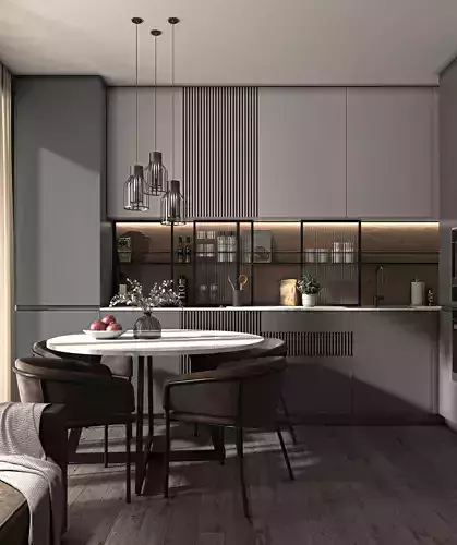 Modern Kitchen Interior Scene 3ds Max