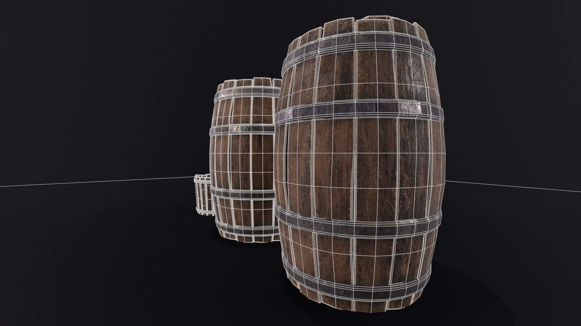 Barrels and Bucket Kit  Low-poly 3D model_22