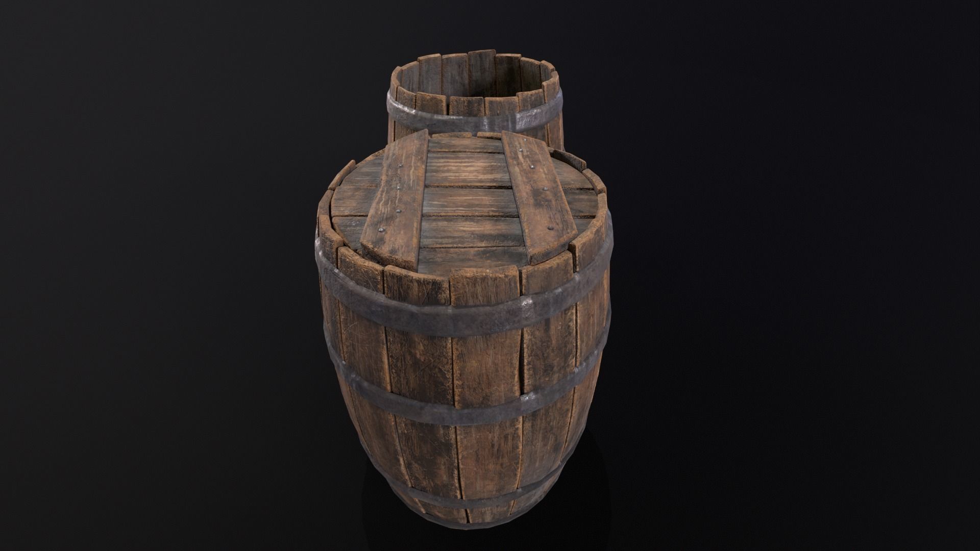 Barrels and Bucket Kit  Low-poly 3D model_21