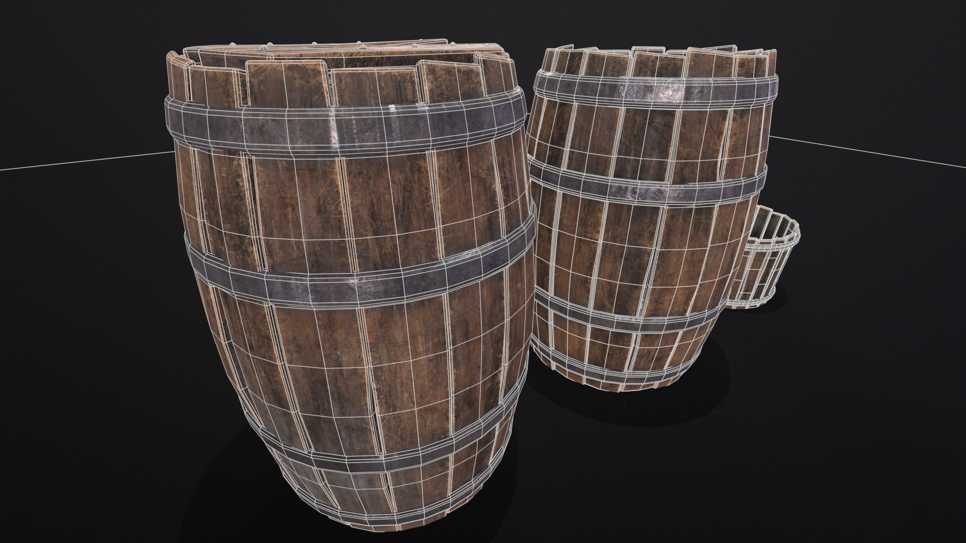 Barrels and Bucket Kit  Low-poly 3D model_12