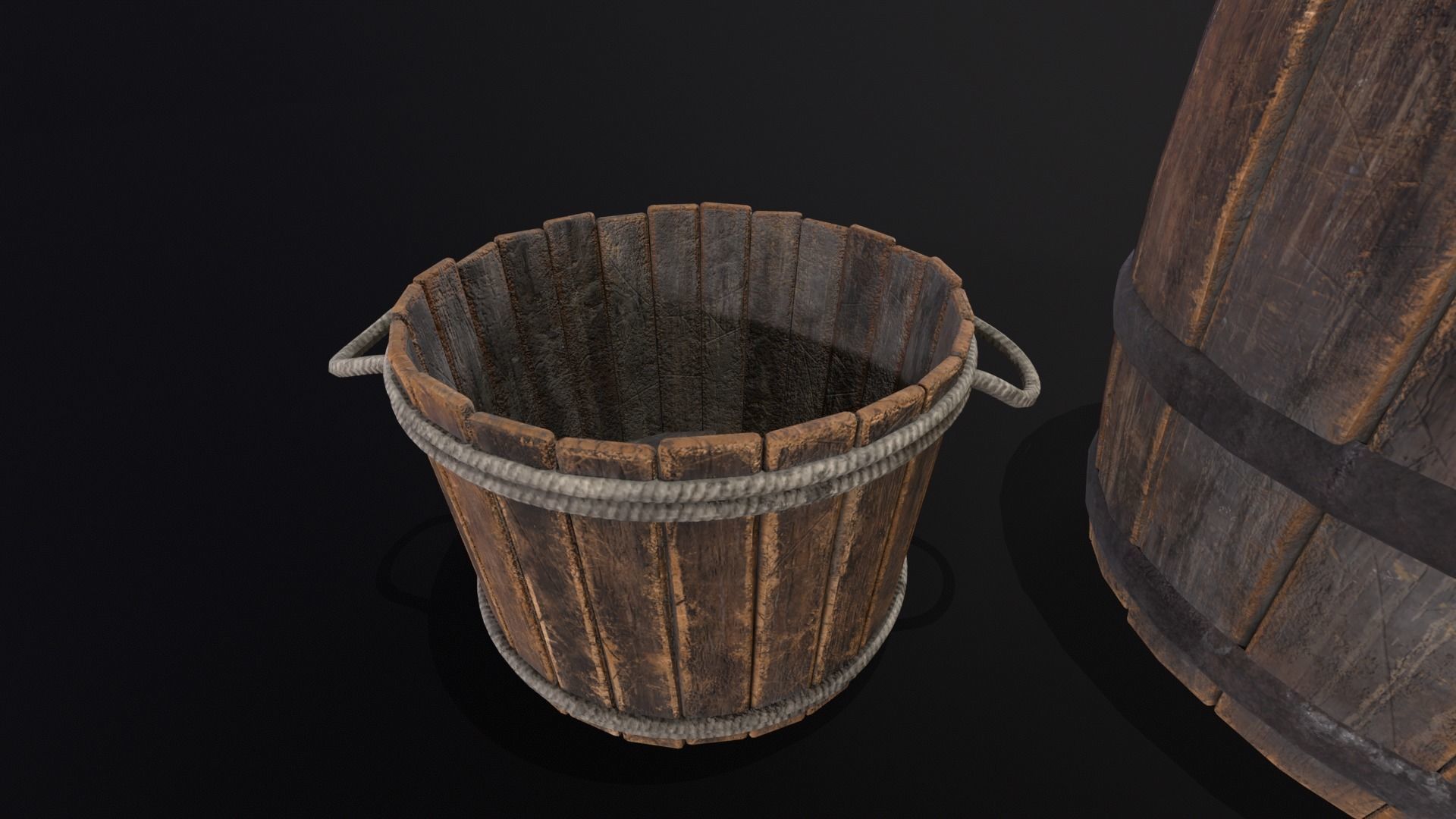 Barrels and Bucket Kit  Low-poly 3D model_15
