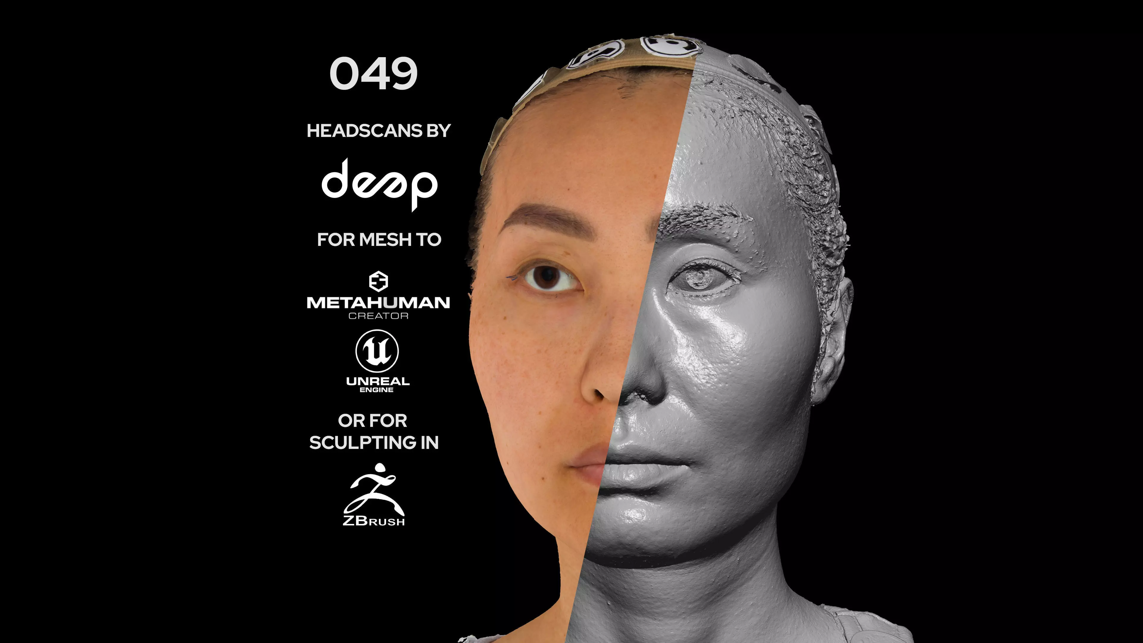 FREE Asian Female 30s head scan 049 Free 3D model