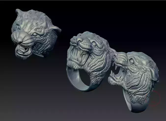 Gold Tiger Ring men3D print model 3D print model