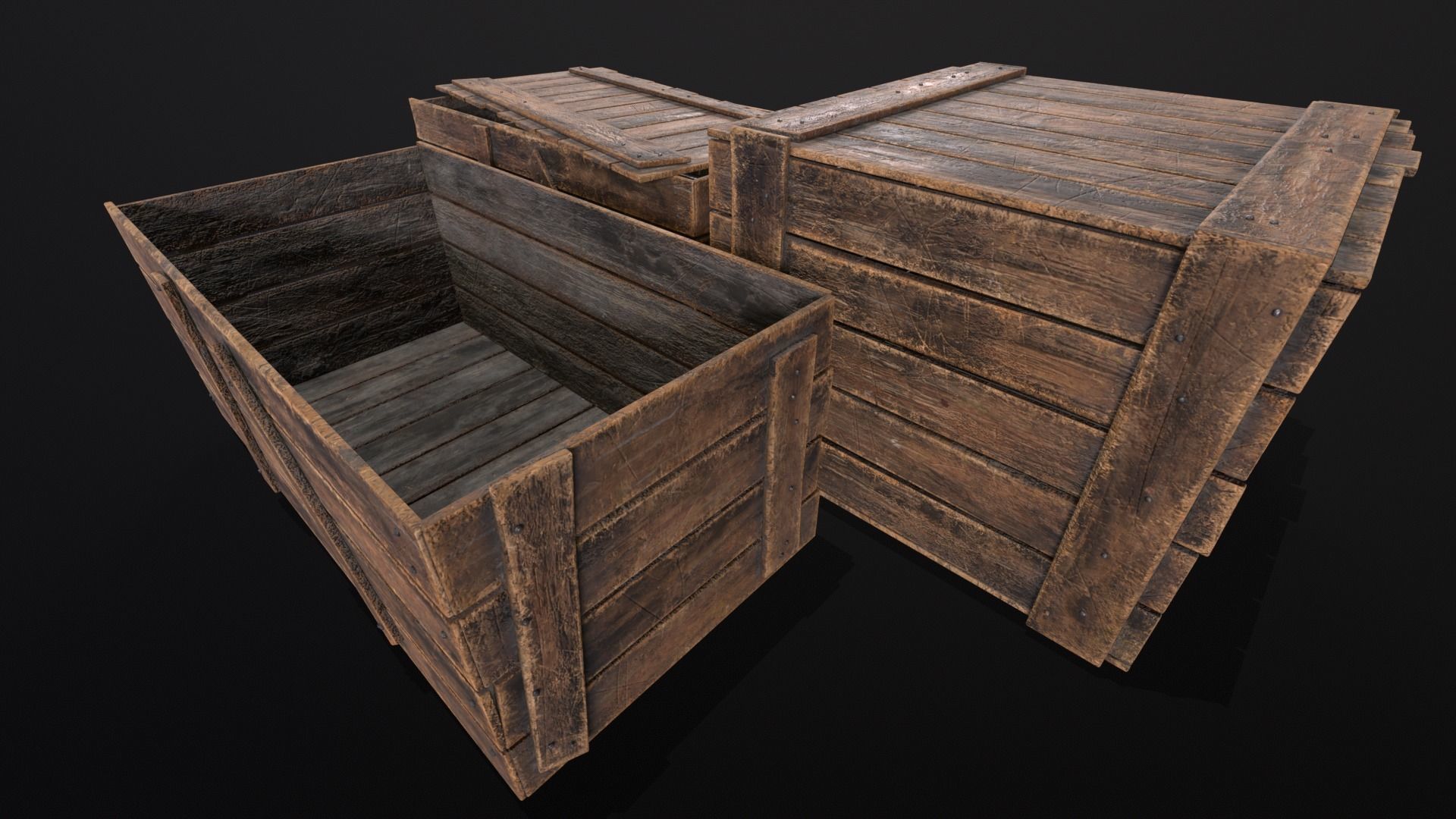 Wooden Crates Kit  Low-poly 3D model_20
