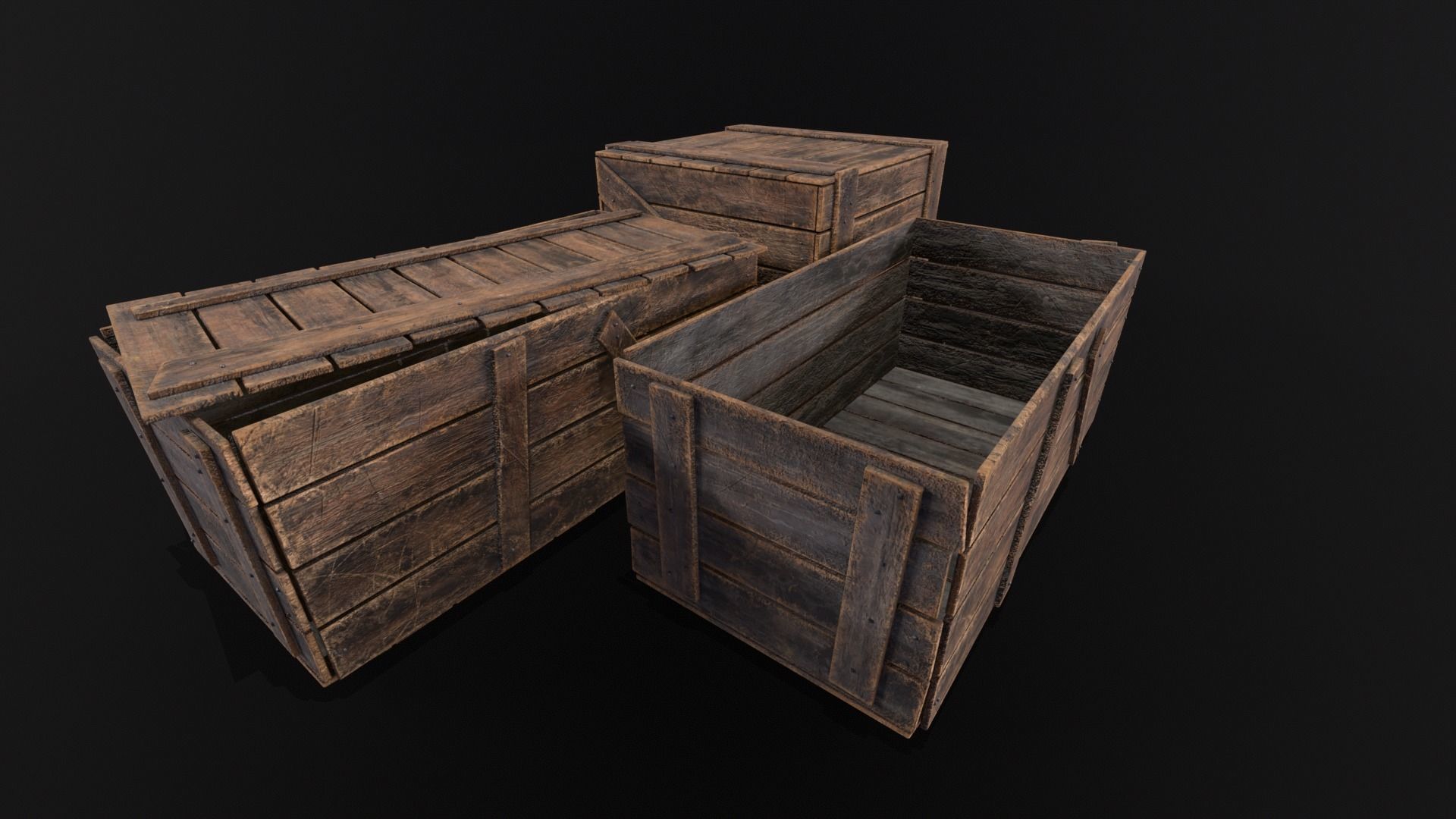 Wooden Crates Kit  Low-poly 3D model_4