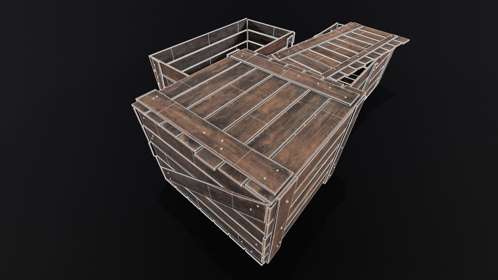 Wooden Crates Kit  Low-poly 3D model_17