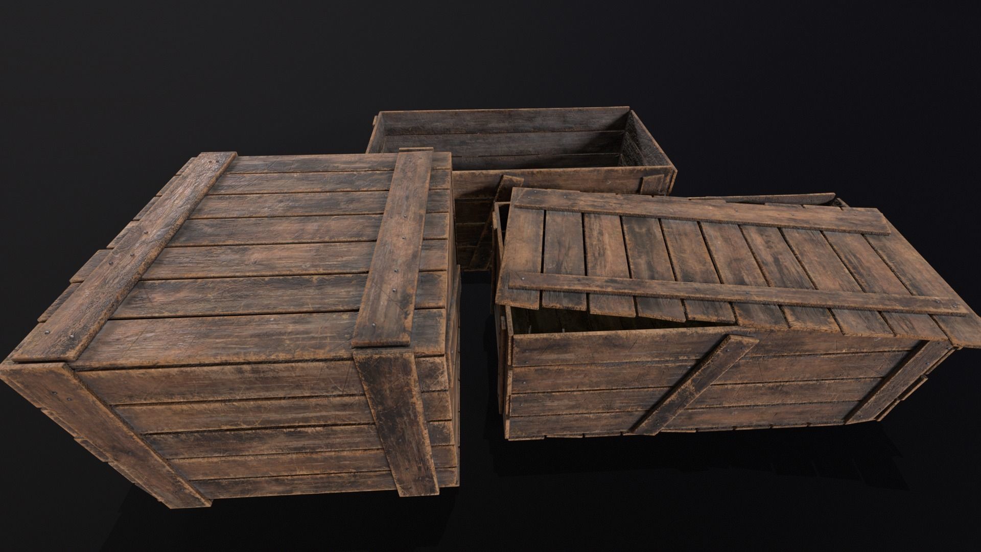 Wooden Crates Kit  Low-poly 3D model_14