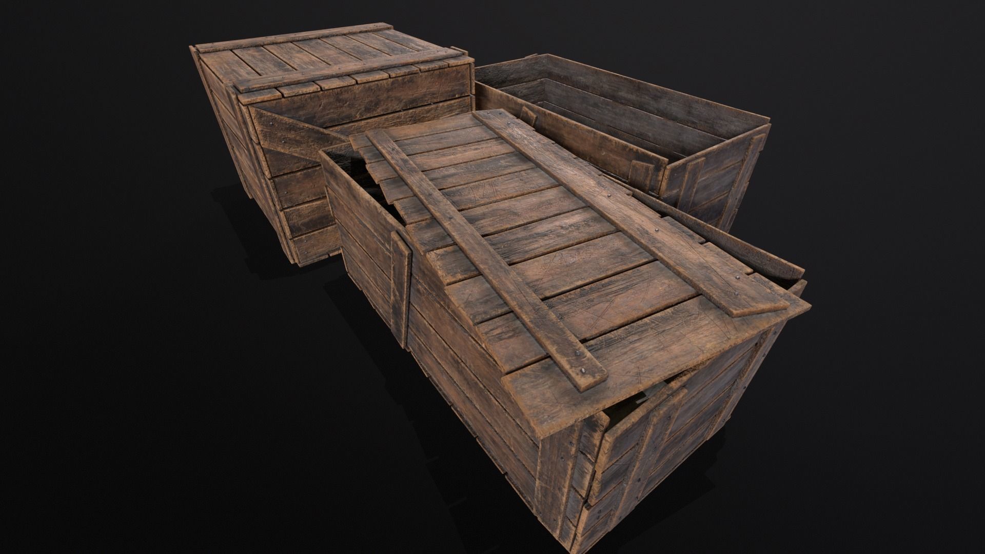 Wooden Crates Kit  Low-poly 3D model_10