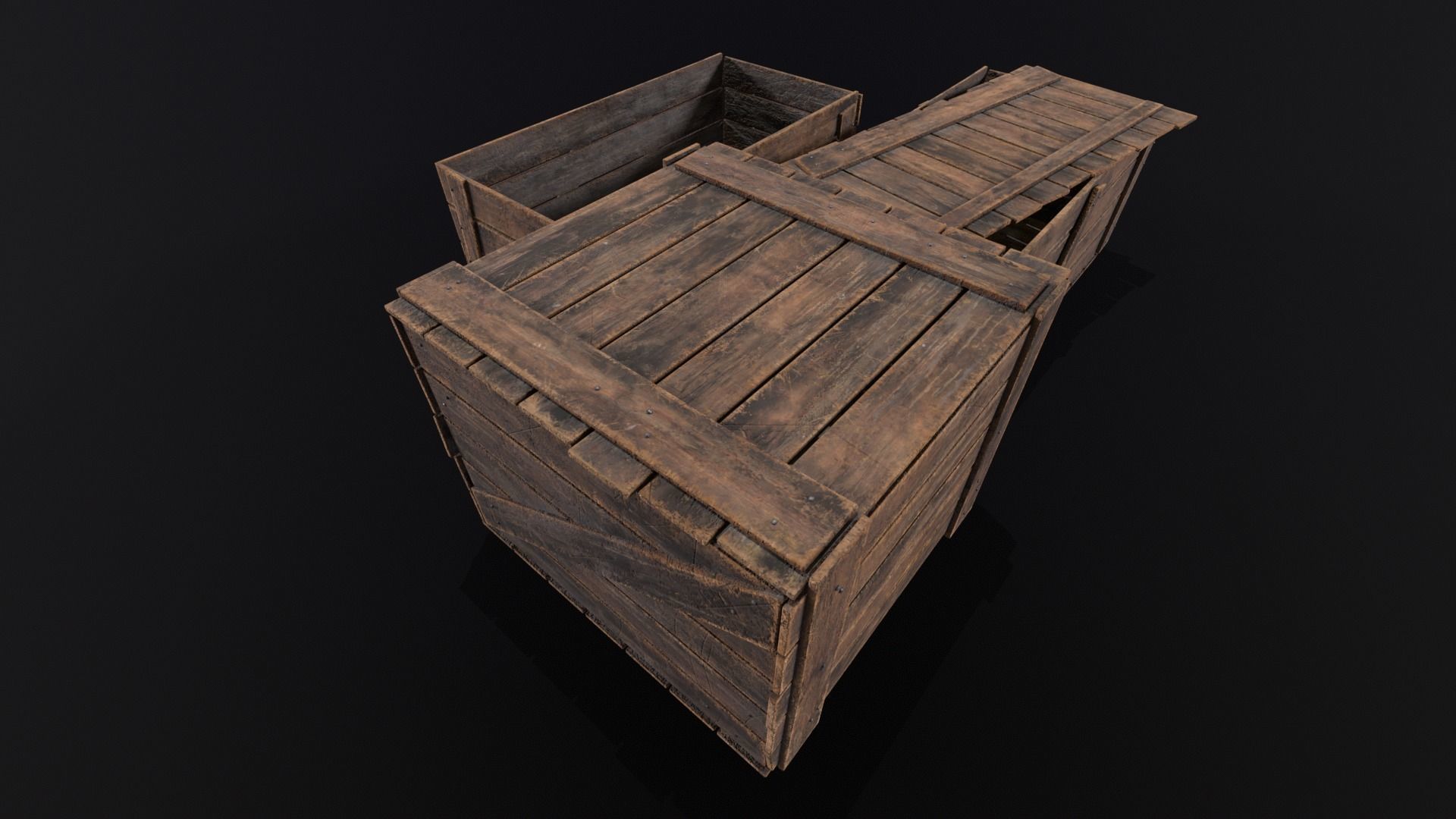 Wooden Crates Kit  Low-poly 3D model_16