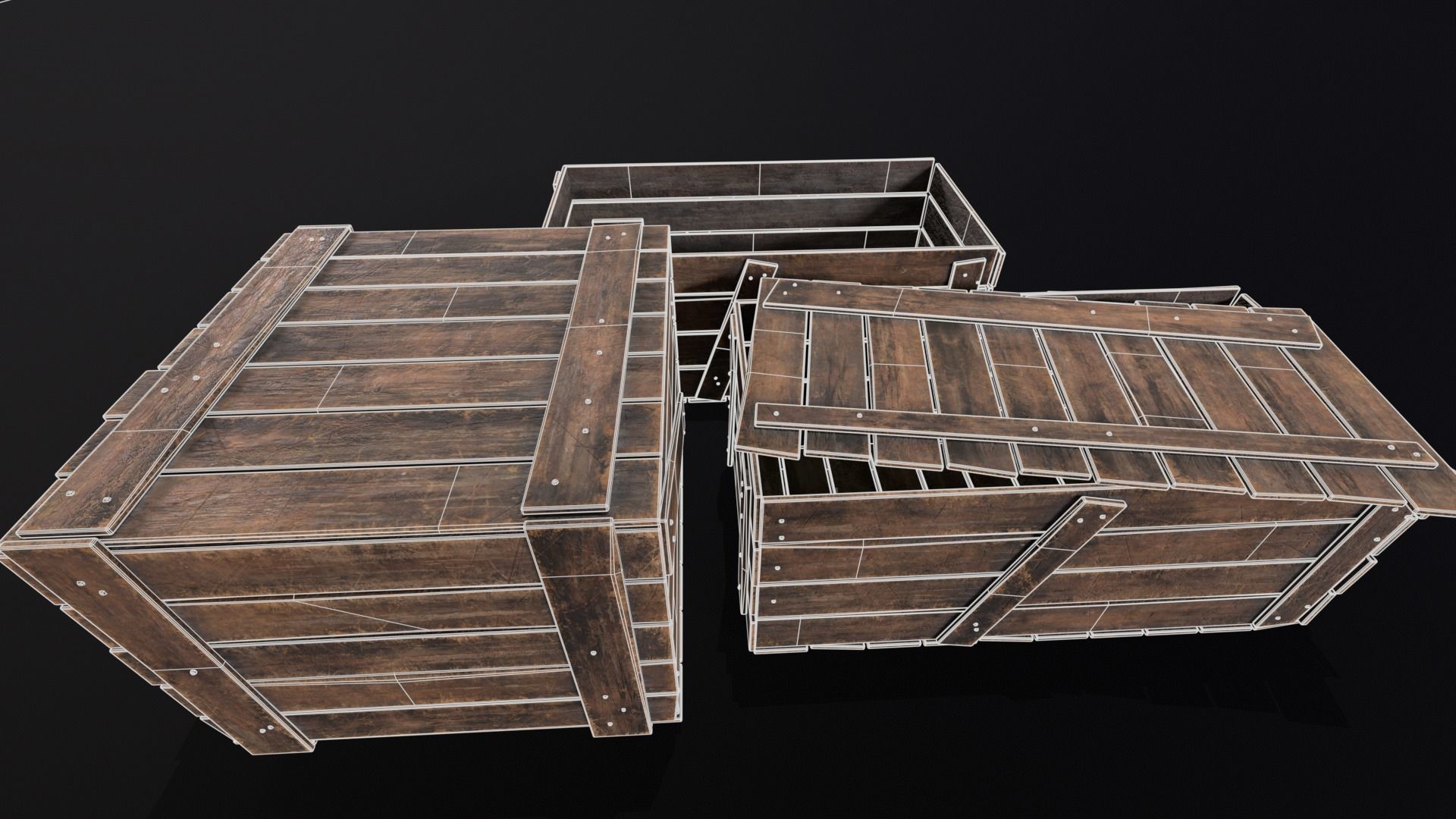 Wooden Crates Kit  Low-poly 3D model_15